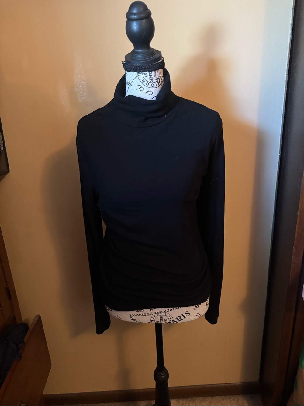 Classic Black Turtleneck Long-Sleeve Top